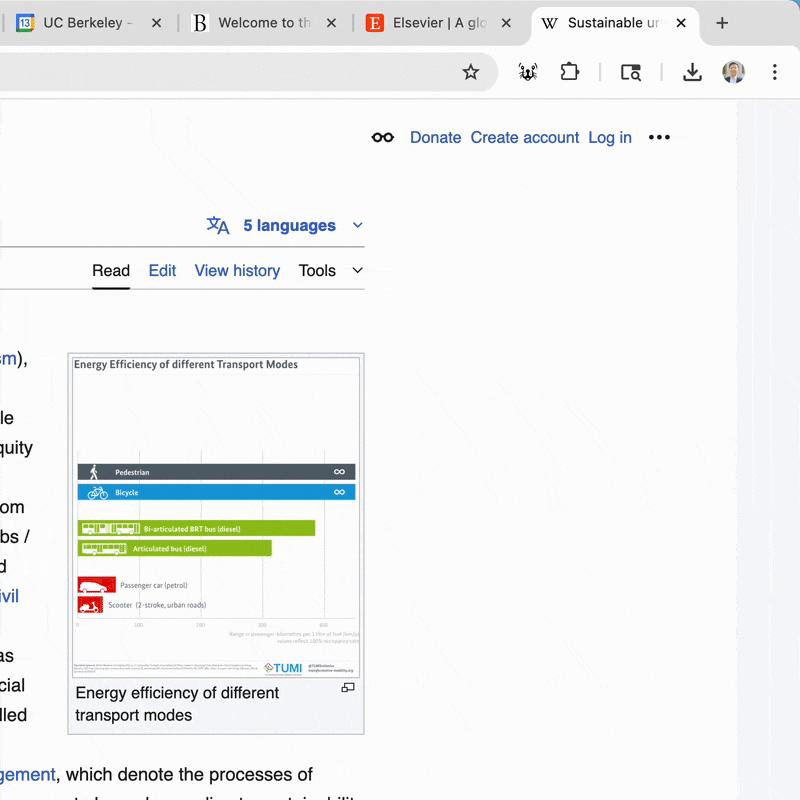 Note Harbor Chrome sidebar integration showing energy efficiency research notes